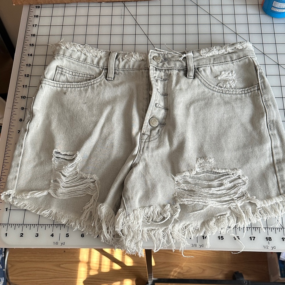 Light Gray Distressed Jean Shorts